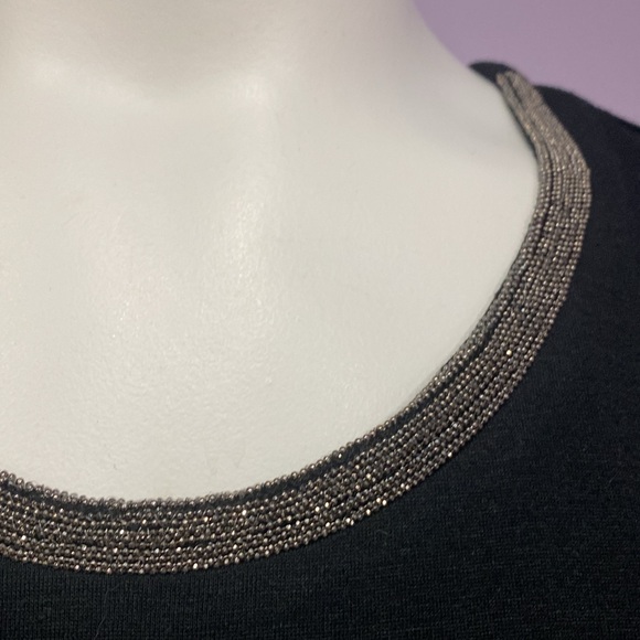 Mossimo Black Layered Blinged Neck Asymmetrical T-shirt Blouse Women's Size M !! - Picture 3 of 11